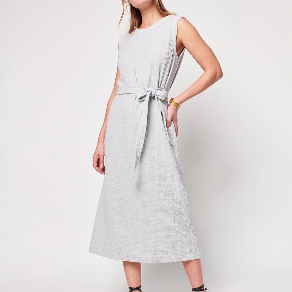 Faherty Womens Dream Cotton Gauze Costa Dress in Grey Dawn